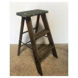 Old wooden brown & green step ladder