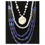 Wood & glass beaded necklace trio