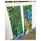 Two piece toy train table board set