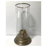 Large brass + glass pillar candle lamp