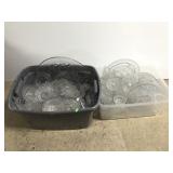 Large collection of vintage glass servingware