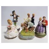 Five music box spinning figurines