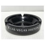 Vintage Las Vegas Hilton Hotel black glass ashtray