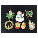 Christmas holiday brooch and lapel pin collection