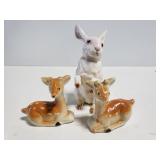 Bunn6 and deer ceramic figurines