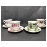 Queen Anne floral garden bone china tea cups