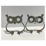 Small folk art metal owl pair