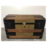 Antique cedar lined ornate travel trunk