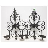 Large wall hanging cast iron candleholders