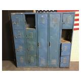 Old blue metal school lockers
