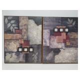 Pair of wall art prints on wood