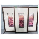 Flower field framed print trio