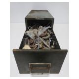 Vintage metal box with misc contents