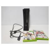 Xbox 360, 2 games and partial cord.