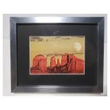 Framed rock cliff desert mountain print