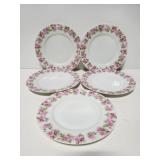 Stamped pink floral appetizer china plates