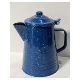 Blue graniteware steel coffee pot