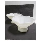 Two large milk glass bowls