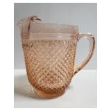 Antique pink glass Mrs America ice lip pitcher