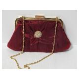 Vintage wine colored purse w/rhinestone decor