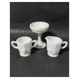 Three Westmoreland milk glass pieces