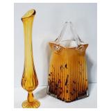 Amber glass vases duo