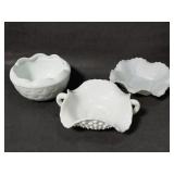 Milk glass bowls collection, 3 pcs.