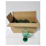 Set of 8 green glass goblets