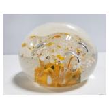Yellow abd white paperweight