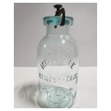 Large blue glass Millville Atmospheric fruit jar