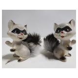 Ceram8c racoon salt/pepper shakers w/ fur tails
