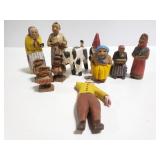Old vintage carved wood and resin figurines