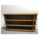 Vintage curved wood long bookcase