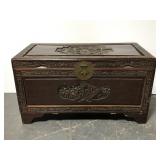 Vintage carved wood chest trunk