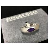 Sterling silver ring w/ purple jewel