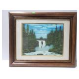 Framed waterfall painting