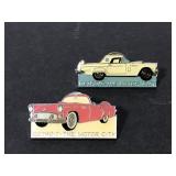 Detroit the Moror City classic car lapel pin pair