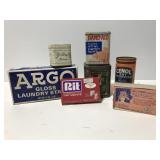 Vintage home goods tin and box collection