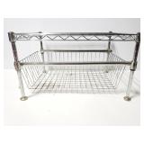 Metal shelf with basket