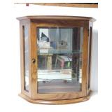 Wood show case with mirrored back & key