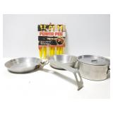 Camping pans and tent stakes