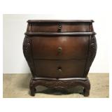 Vintage wood carved curved nightstand / end table