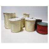 Eleven rolls of wired holiday ribbon