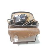 Old vintage Nikon camera with case