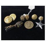 Military buttons, cuff links and pins