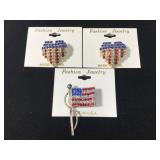 Patriotic USA jeweled brooches