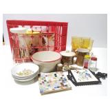 Crate and large assortment of vintage kitchenwares