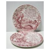 Two small decorative wall hanger plates