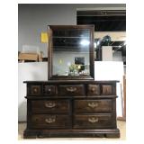 Solid pine wood dresser with mirror