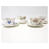 Assorted floral teacups and saucer sets